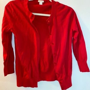 J CREW-red cardigan